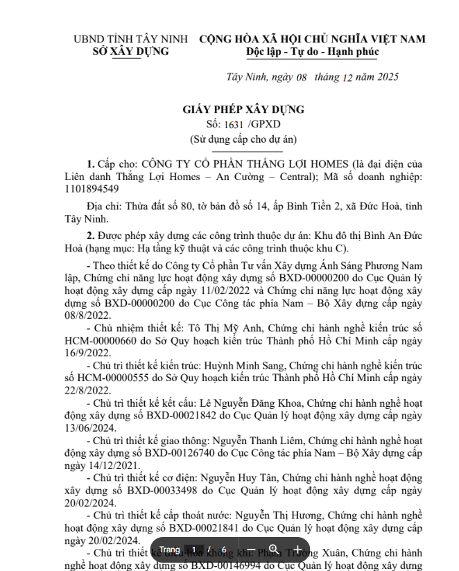 Giấy tờ pháp lý The Win City 5